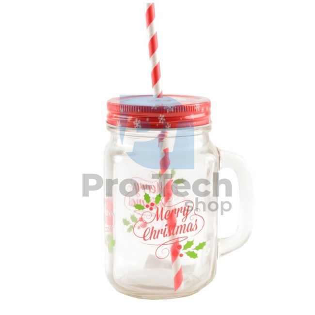 Pohár s uzáverom a slamkou Merry Christmas 450ml 52919