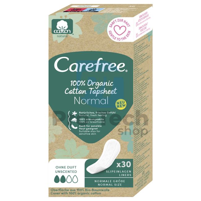 Slipové organické vložky - Intímky Carefree Organic Cotton Normal 30ks 30558